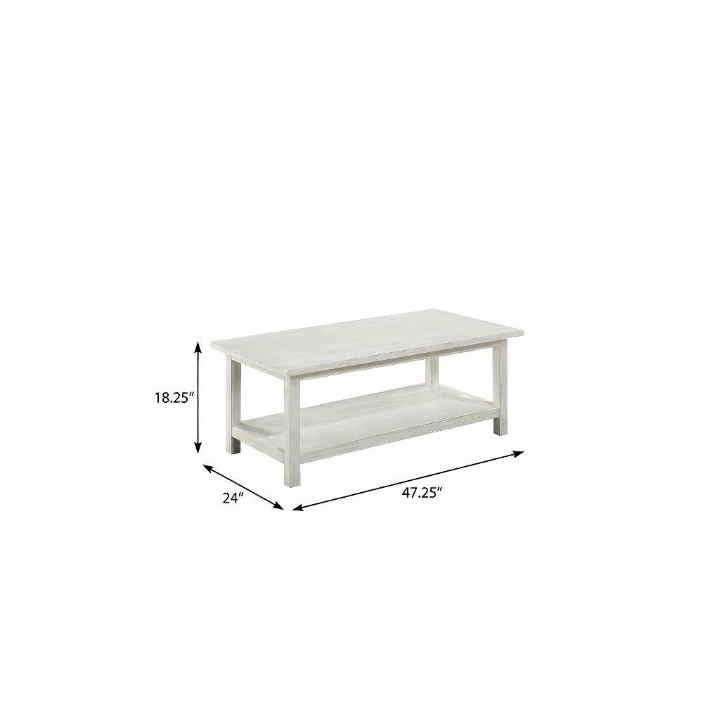 Distressed White 3-Piece Coffee and End Table Set with Rectangular Shape. Picture 4