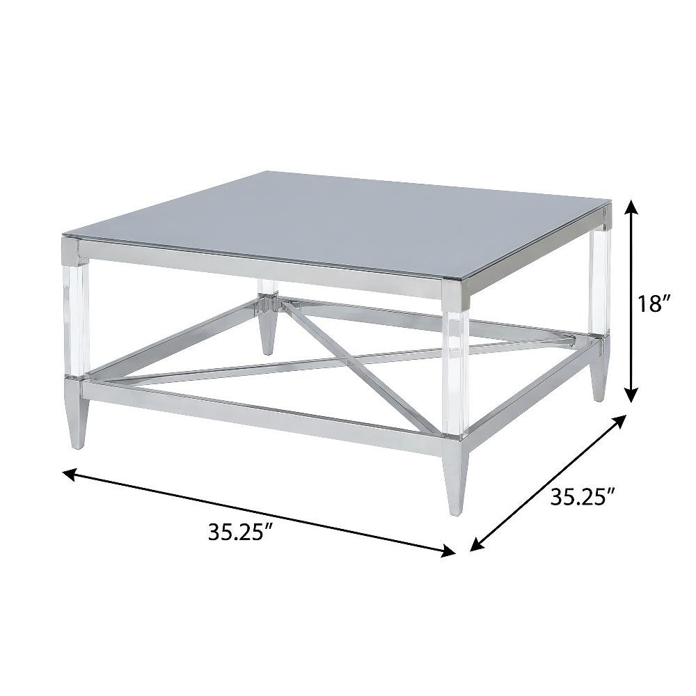 3-Piece Square Chrome Coffee and End Table Set with Plastic Glides. Picture 4