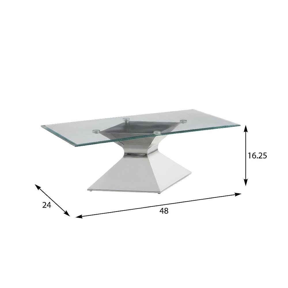 Chrome 2-Piece Rectangular Coffee and End Table Set with Contemporary Design. Picture 4