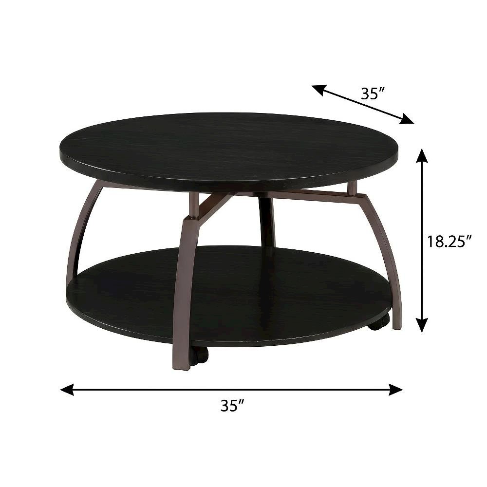 Dark Charcoal Round 3-Piece Coffee and End Table Set with Contemporary Design. Picture 4