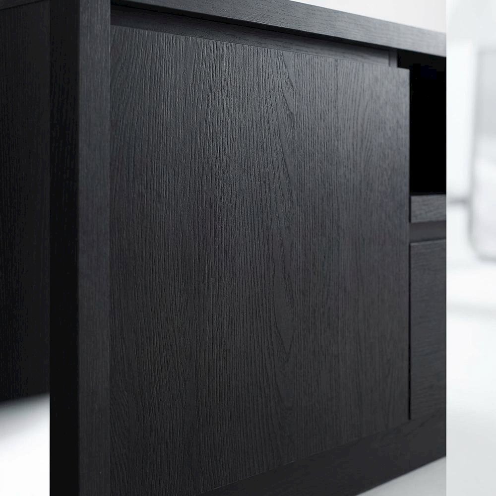 Black 2-Door TV Stand Media Console with Contemporary Style and Engineered Wood. Picture 5