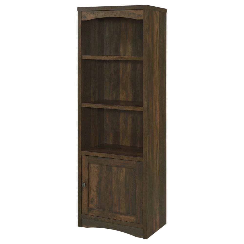 Dark Pine 3-Shelf Media Tower With Transitional Style And Tipover Restraint. Picture 1