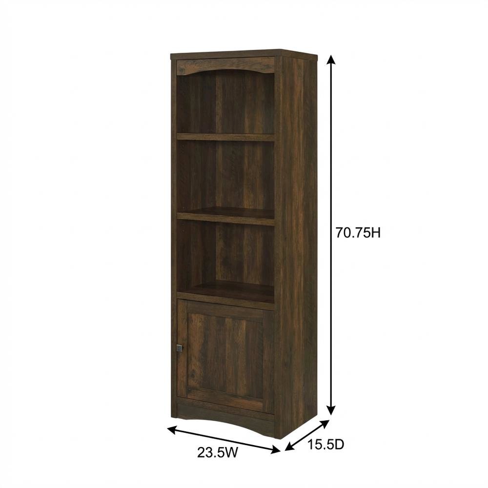 Dark Pine 3-Shelf Media Tower With Transitional Style And Tipover Restraint. Picture 7