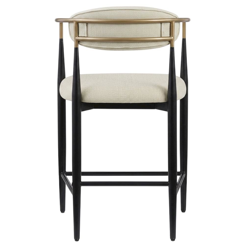 Beige Fabric Upholstered Counter Chairs Set of 2 with Contemporary Style. Picture 4