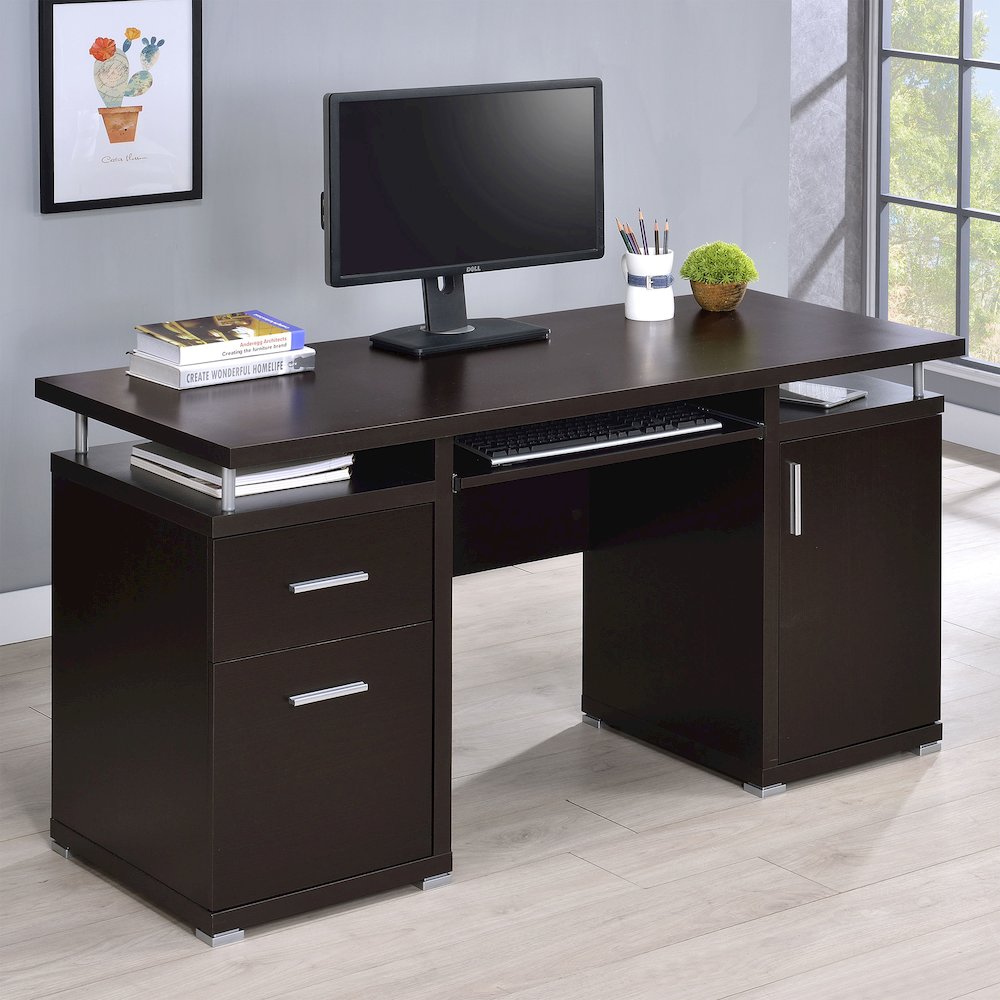Tracy 55-inch 2-drawer Office Computer Desk Cappuccino. Picture 10