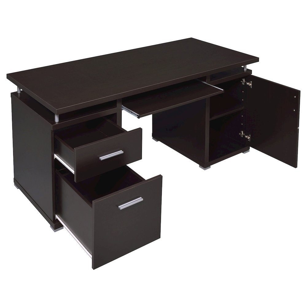 Spacious 55-Inch Office Desk with Drawers – Brown Computer Work Desk. Picture 7