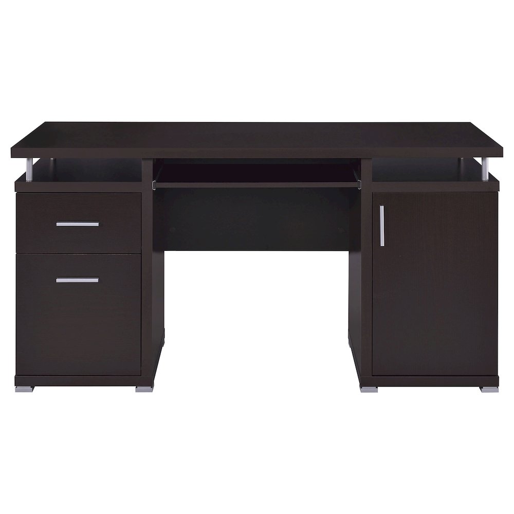 Spacious 55-Inch Office Desk with Drawers – Brown Computer Work Desk. Picture 4