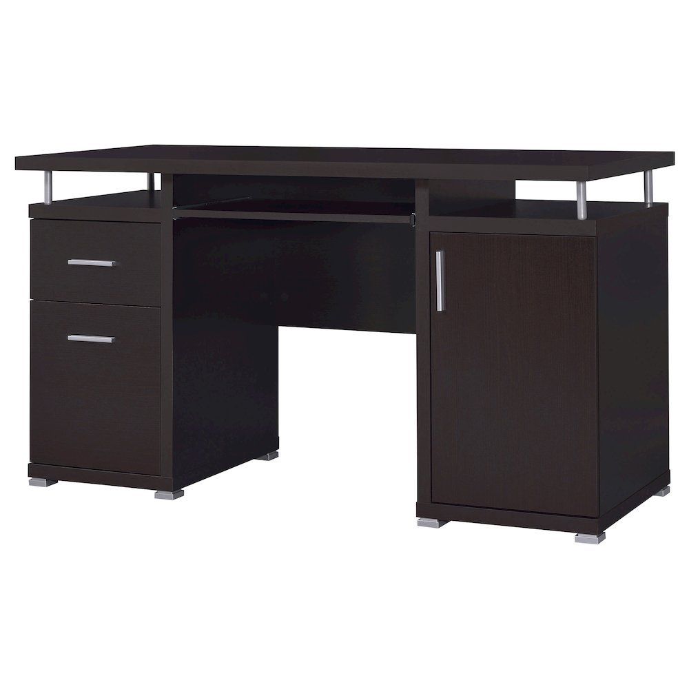 Spacious 55-Inch Office Desk with Drawers – Brown Computer Work Desk. Picture 5