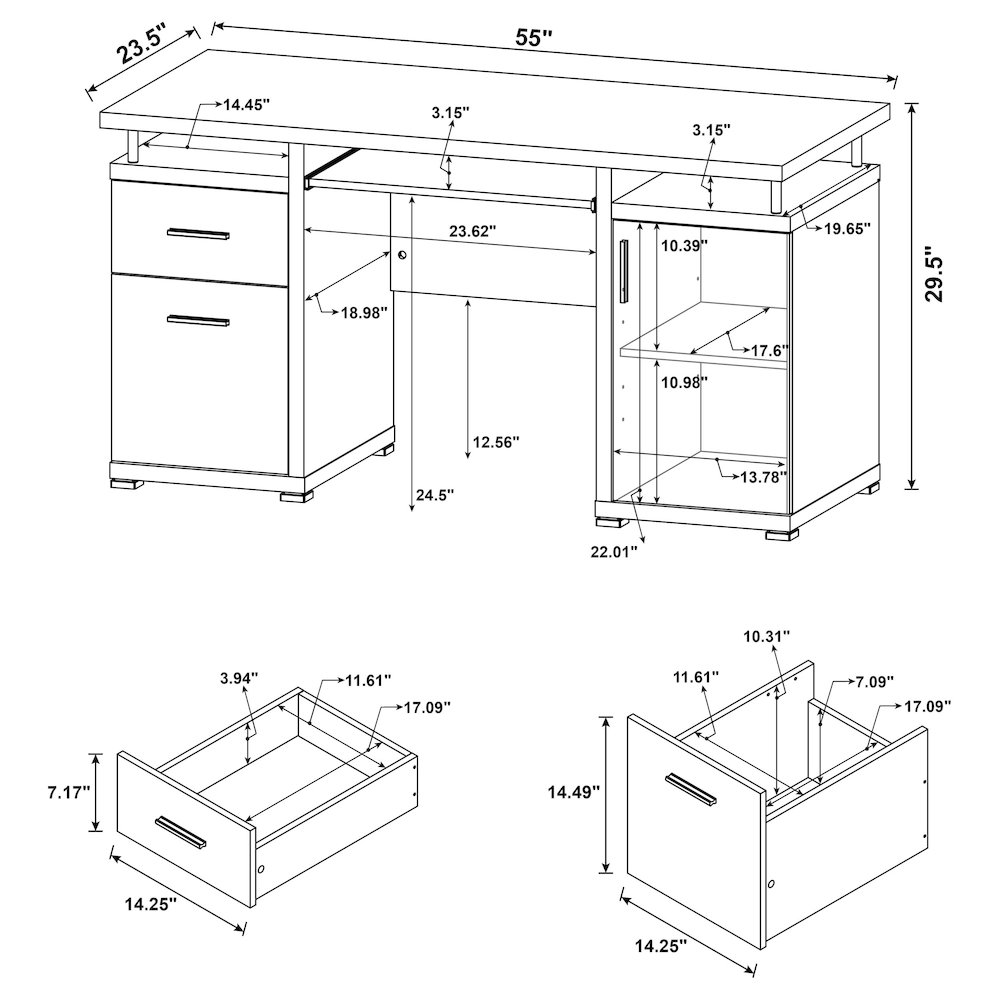 Tracy 55-inch 2-drawer Office Computer Desk Cappuccino. Picture 13