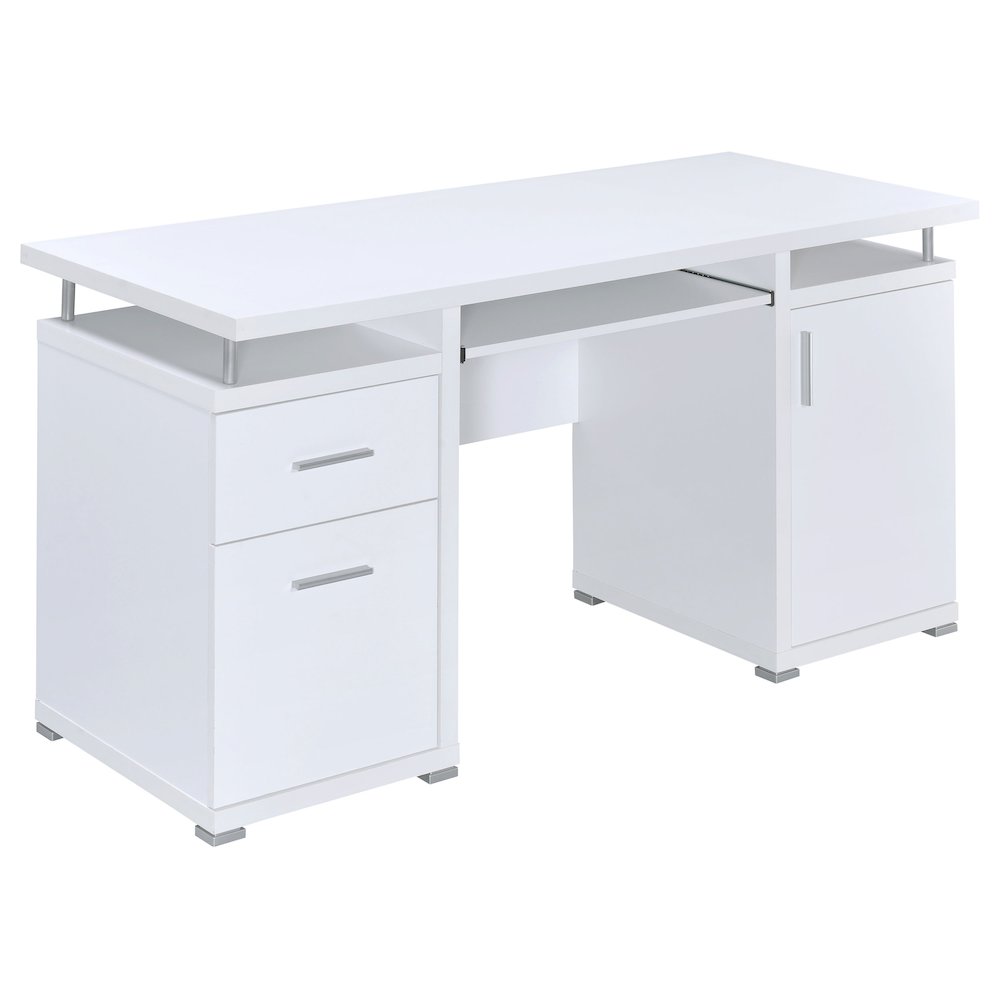 Tracy 55-inch 2-drawer Office Computer Desk White. Picture 1