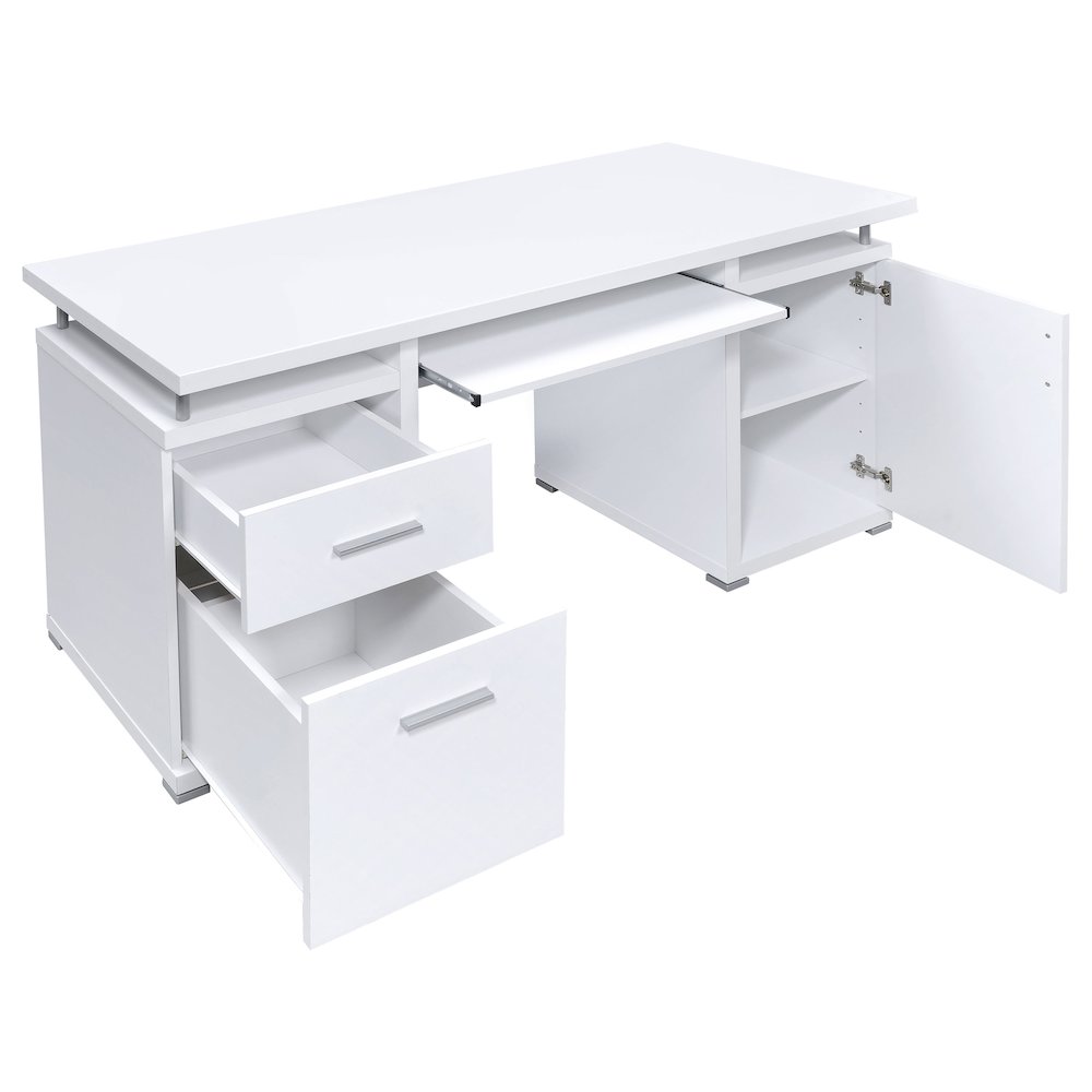 Tracy 55-inch 2-drawer Office Computer Desk White. Picture 3