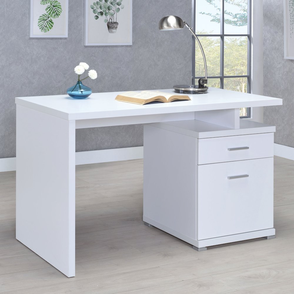 Irving 47-inch 2-drawer Office Computer Desk White. Picture 10