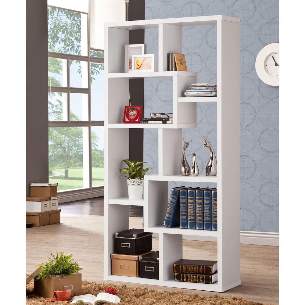 Theo 71-inch 6-shelf Bookshelf White. Picture 9