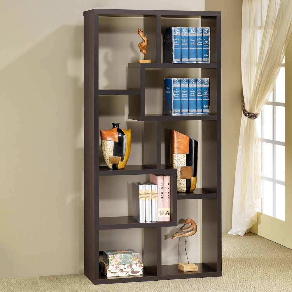 Theo 71-inch 6-shelf Bookshelf Cappuccino. Picture 10