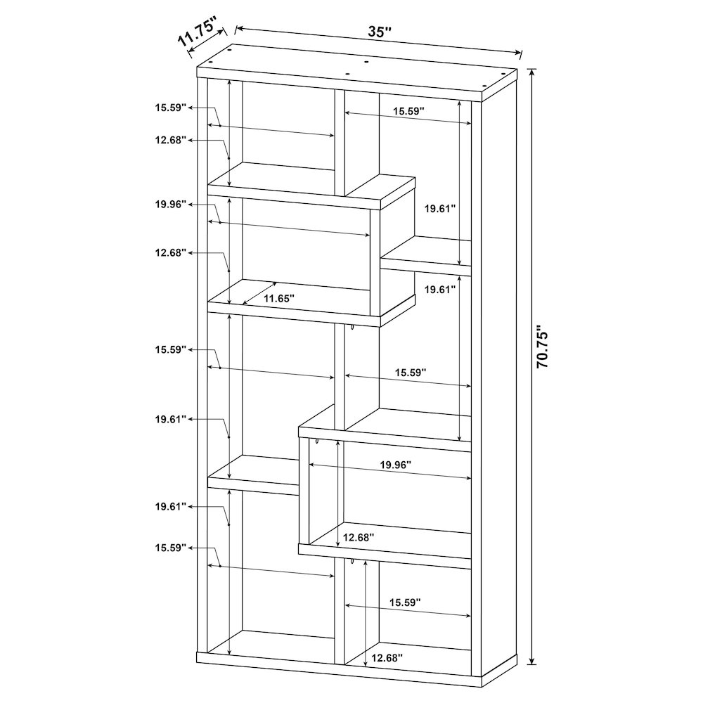 Theo 71-inch 6-shelf Bookshelf Cappuccino. Picture 12