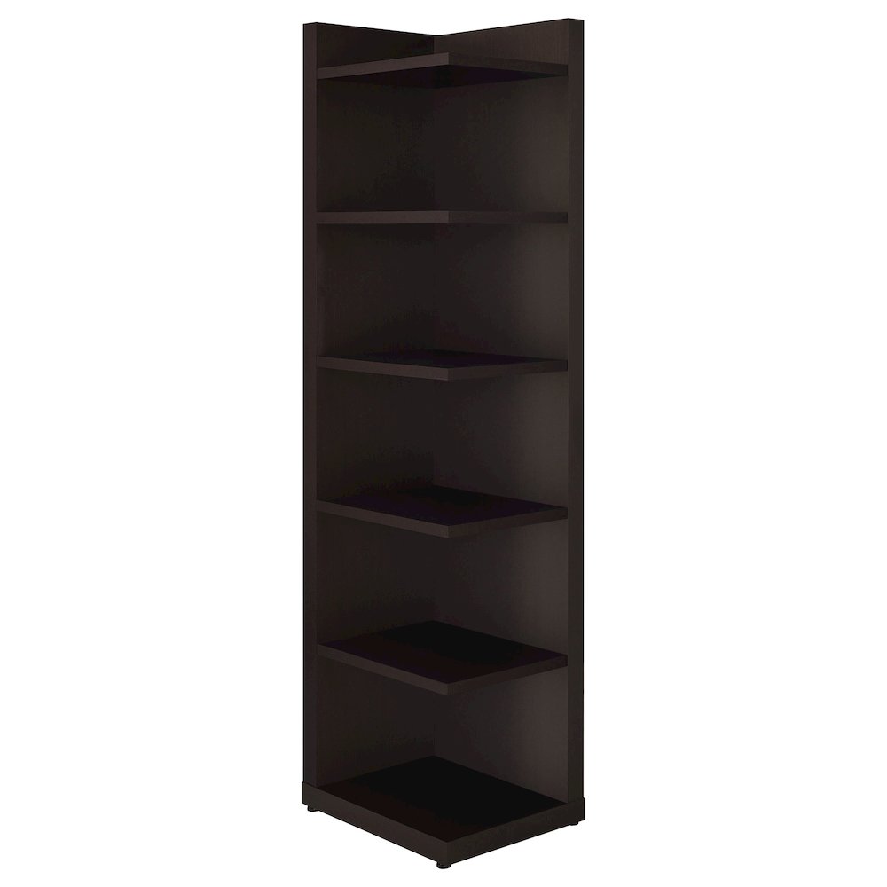 Alder 71-inch 6-shelf Corner Bookcase Cappuccino. Picture 3