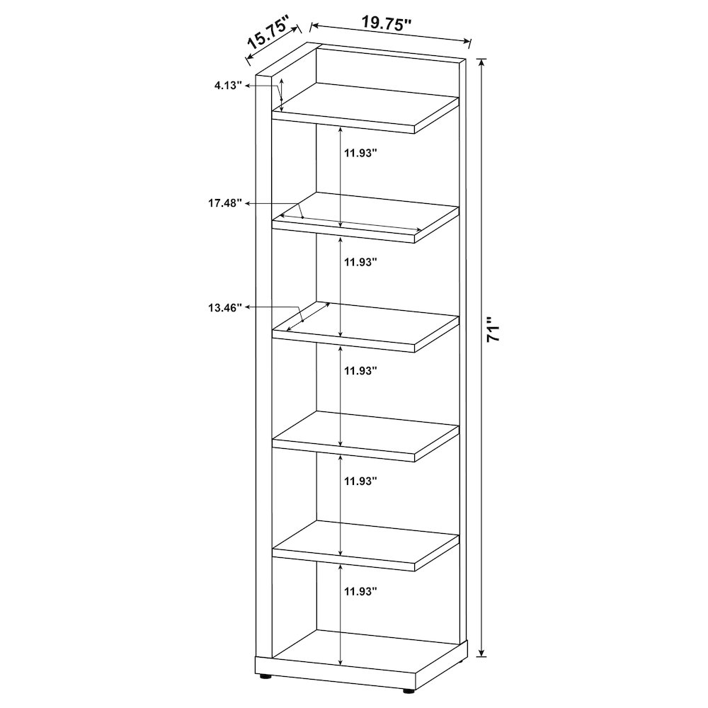 Alder 71-inch 6-shelf Corner Bookcase Cappuccino. Picture 10