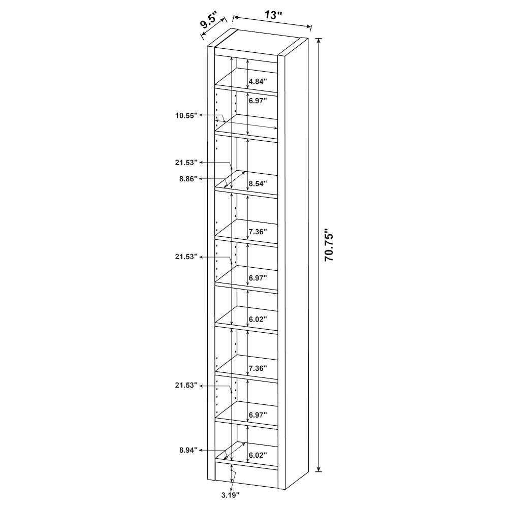 Eliam 71-inch 9-shelf Bookcase Cappuccino. Picture 10