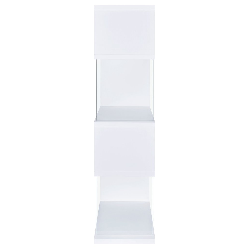 Emelle 63-inch 4-shelf Glass Panel Bookshelf White. Picture 4