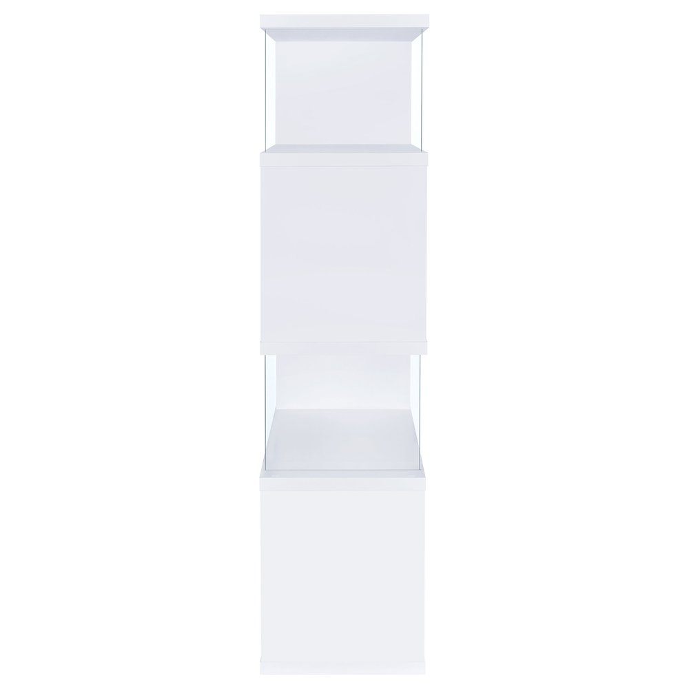 Emelle 63-inch 4-shelf Glass Panel Bookshelf White. Picture 7