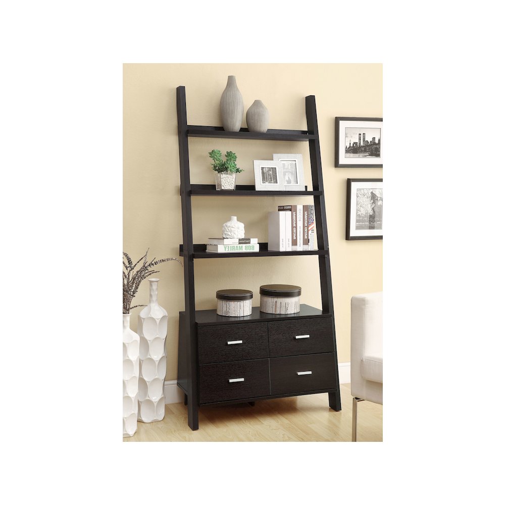 Colella 72-inch 5-shelf Storage Ladder Bookshelf Cappuccino. Picture 3