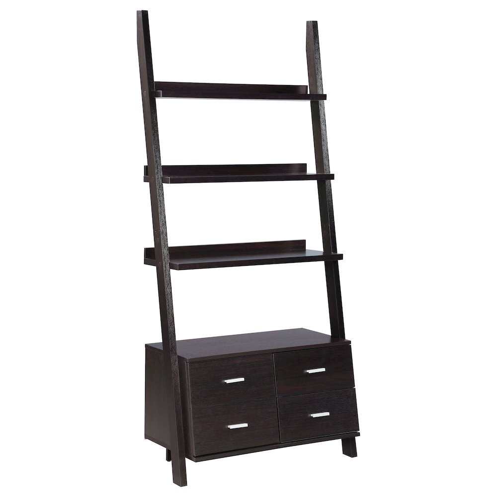 Colella 72-inch 5-shelf Storage Ladder Bookshelf Cappuccino. Picture 1