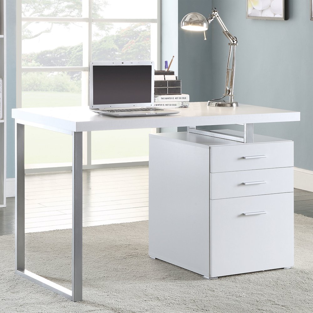 Brennan 47-inch 3-drawer Office Computer Desk White. Picture 10