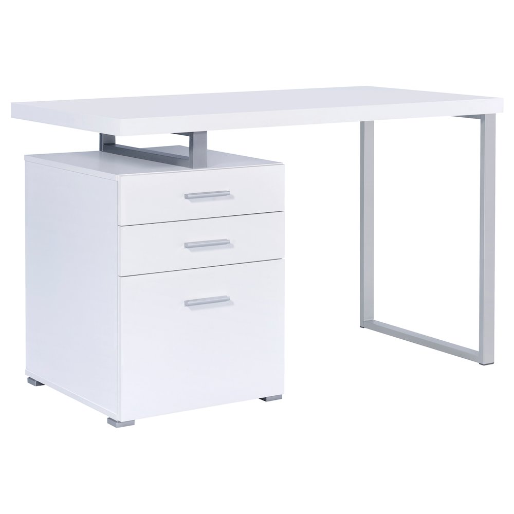 White Office Desk – Computer Desk with Drawers for Home or Workspace. Picture 1
