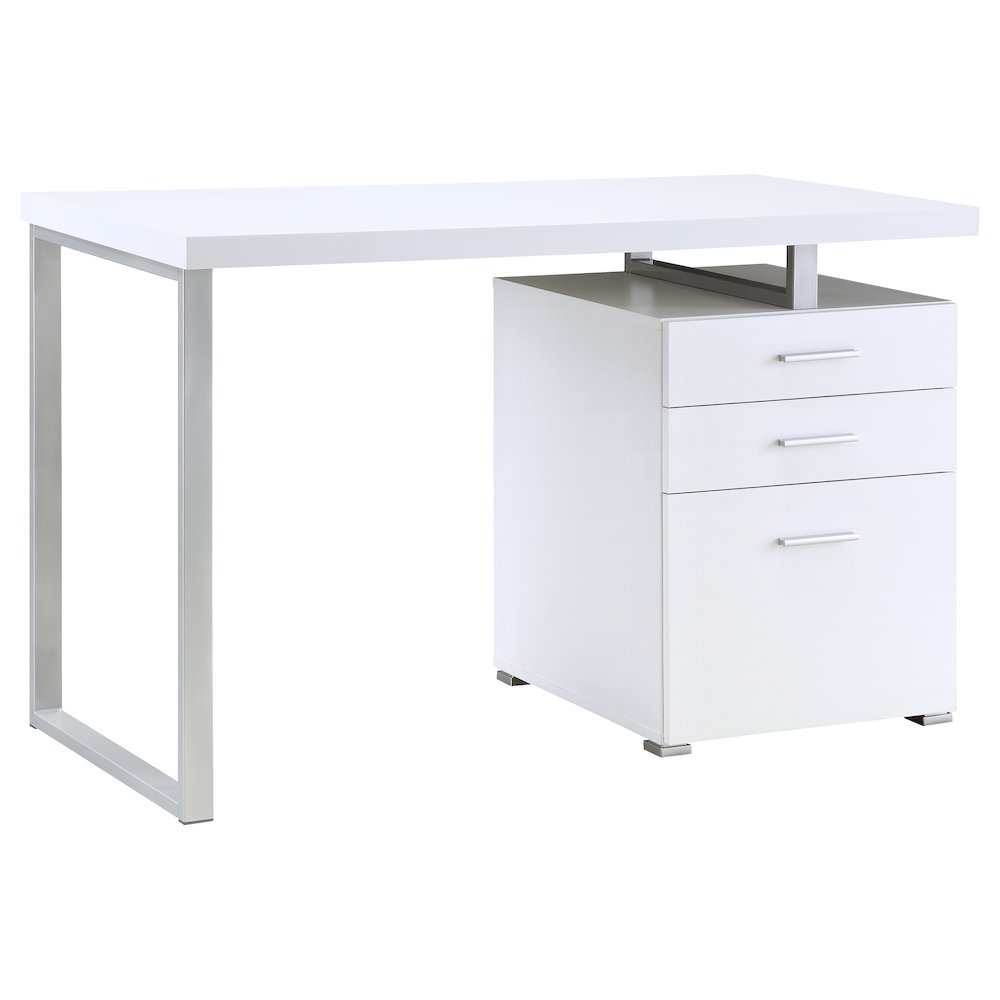 White Office Desk – Computer Desk with Drawers for Home or Workspace. Picture 5