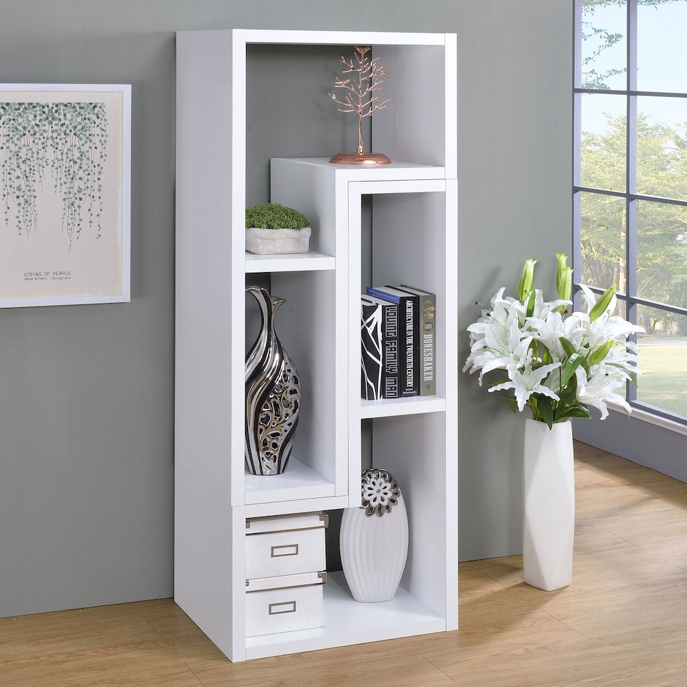 Velma Multipurpose TV Stand and Bookshelf White. Picture 14