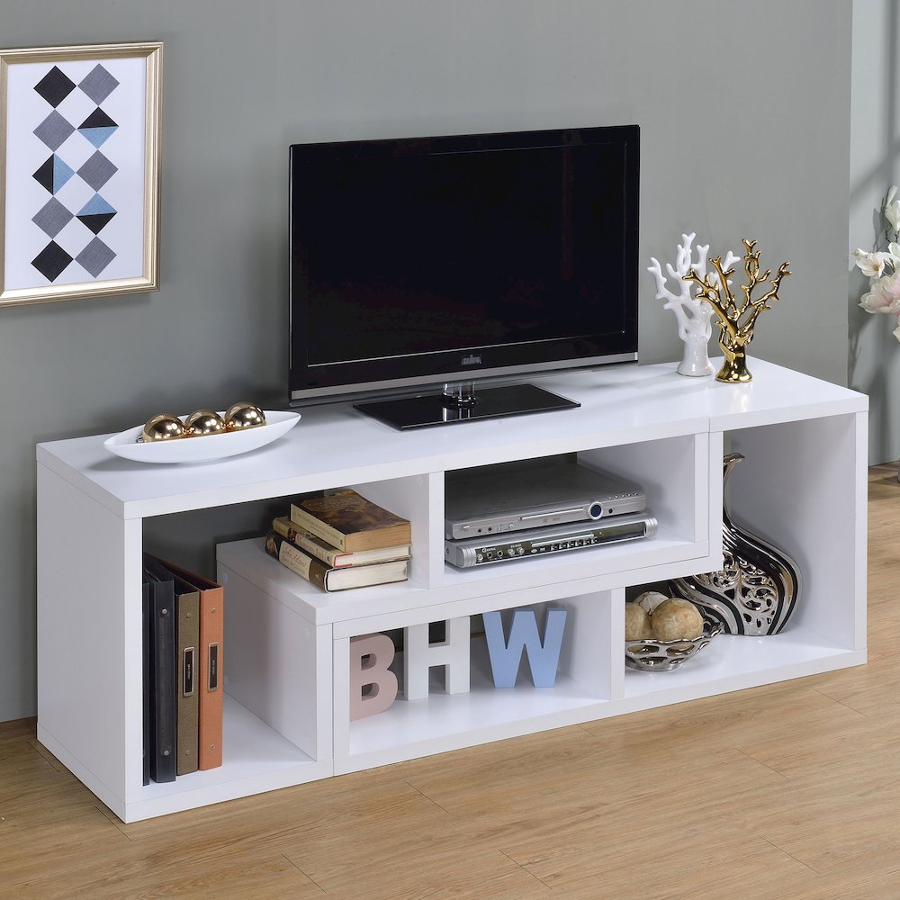 Velma Multipurpose TV Stand and Bookshelf White. Picture 15