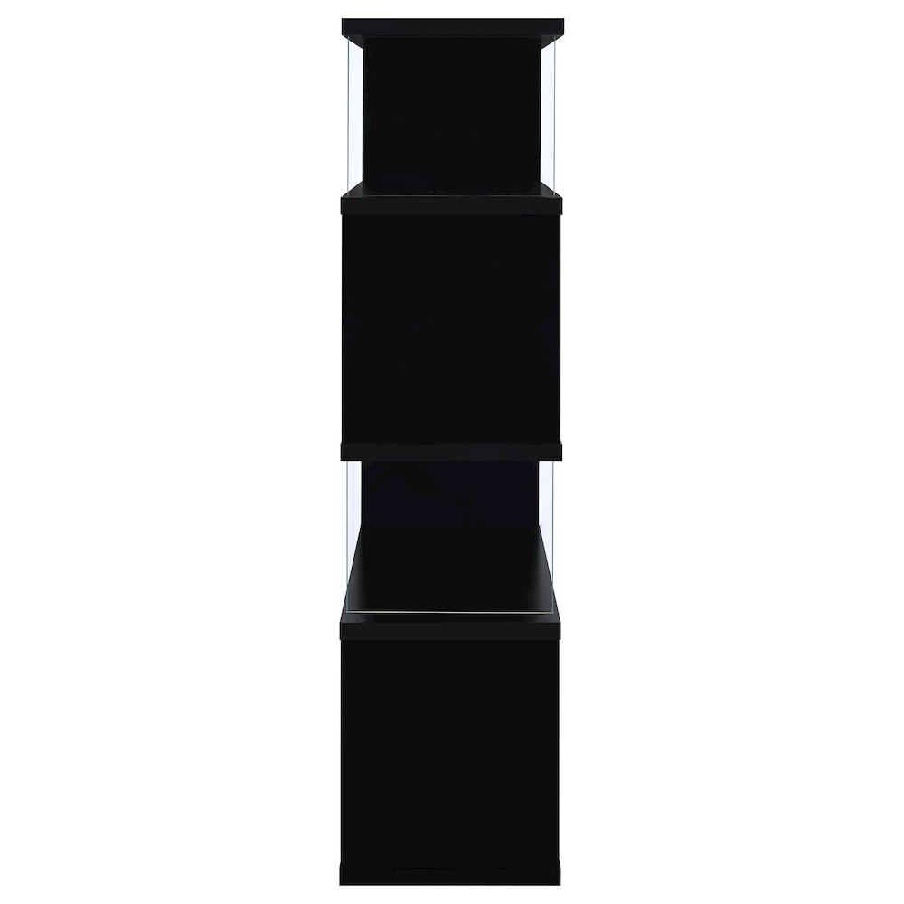 Emelle 63-inch 4-shelf Glass Panel Bookshelf Black. Picture 4
