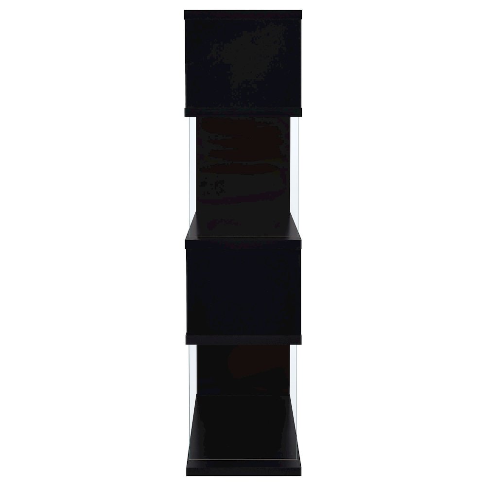 Emelle 63-inch 4-shelf Glass Panel Bookshelf Black. Picture 7