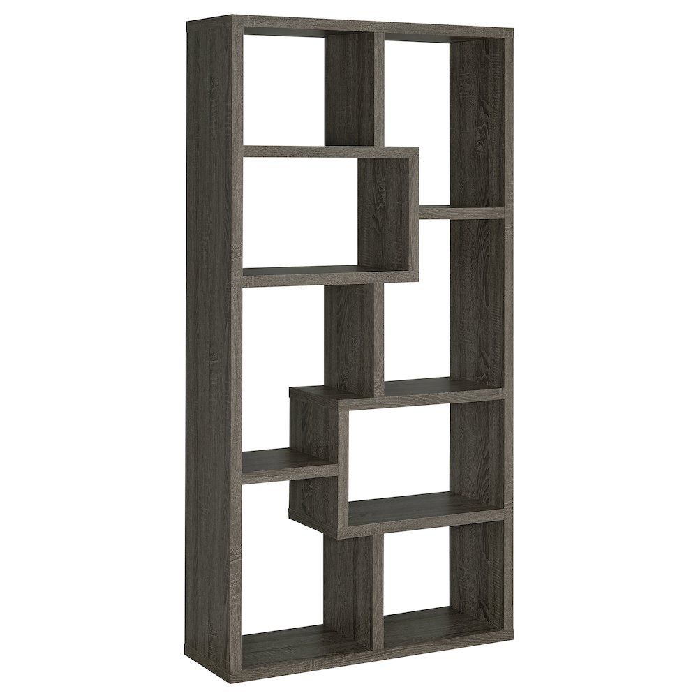 Theo 71-inch 6-shelf Bookshelf Weathered Grey. Picture 6