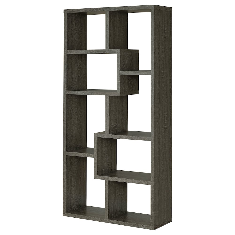 Theo 71-inch 6-shelf Bookshelf Weathered Grey. Picture 8