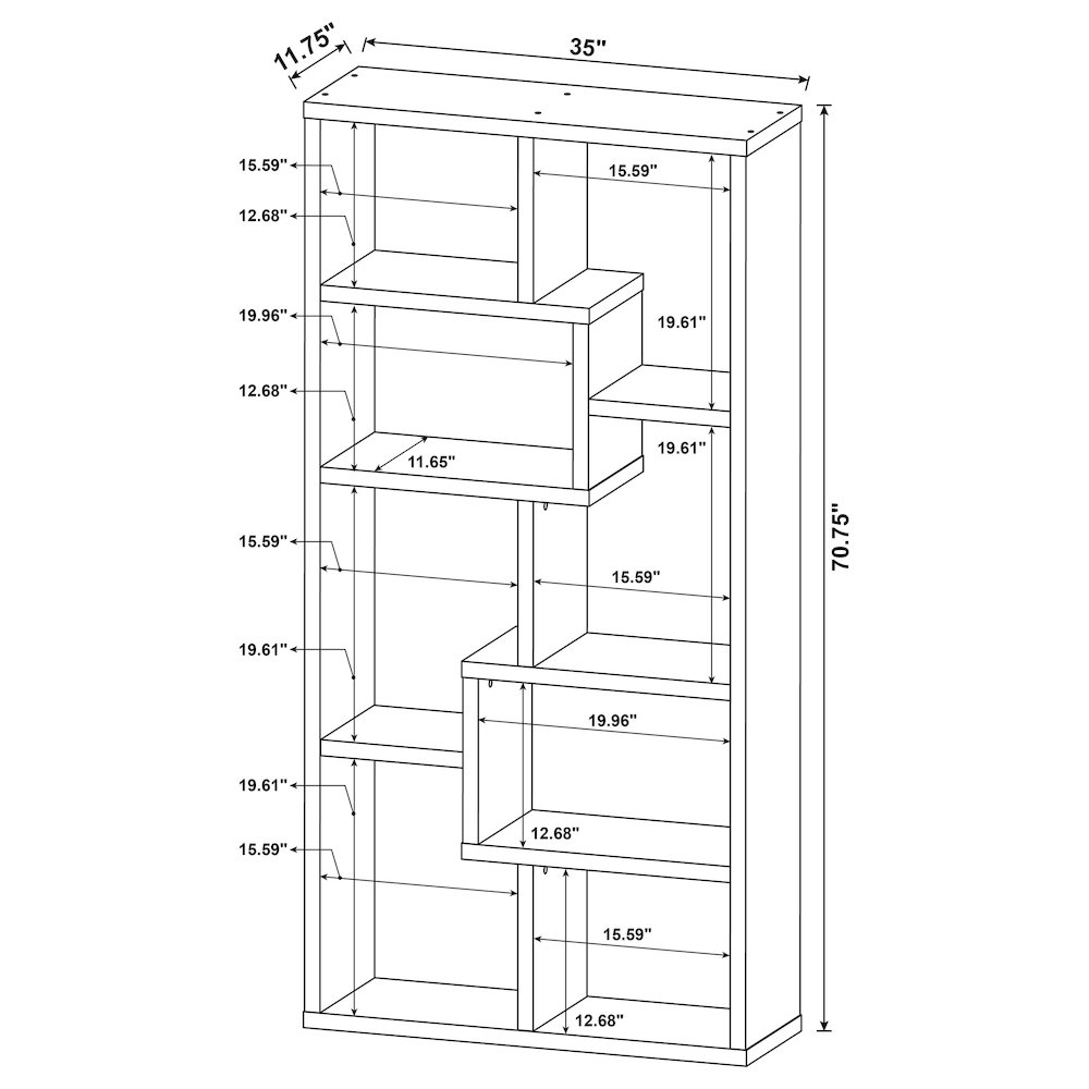 Theo 71-inch 6-shelf Bookshelf Weathered Grey. Picture 12