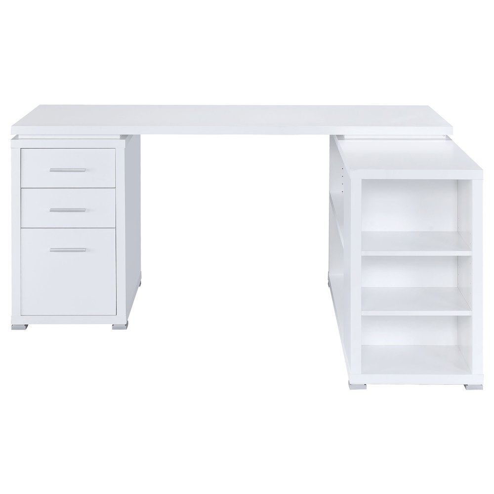 Spacious L-Shaped Office Desk – White Computer Desk with Drawers. Picture 6