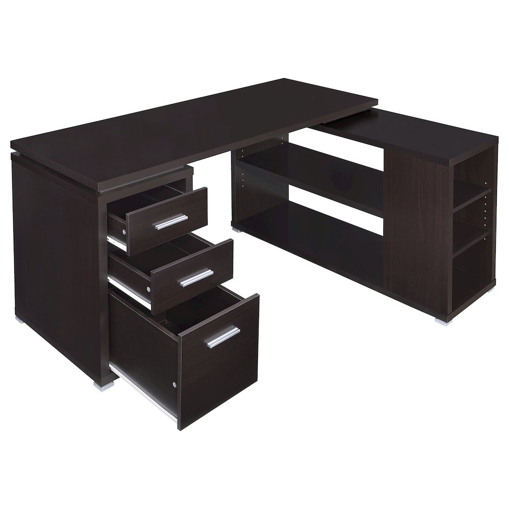 Yvette 60-inch 3-drawer L-Shape Computer Desk Cappuccino. Picture 3