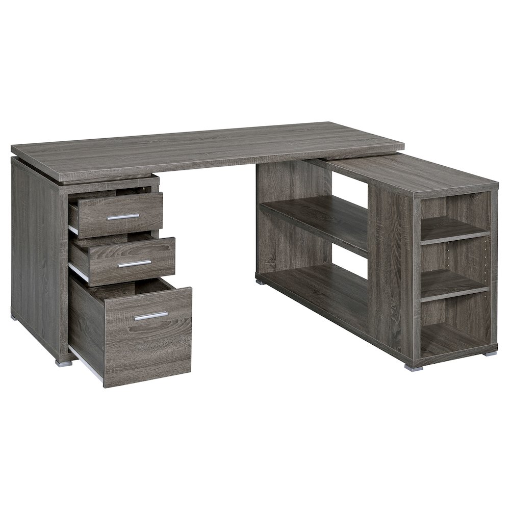 Yvette 60-inch 3-drawer L-Shape Computer Desk Weathered Grey. Picture 3