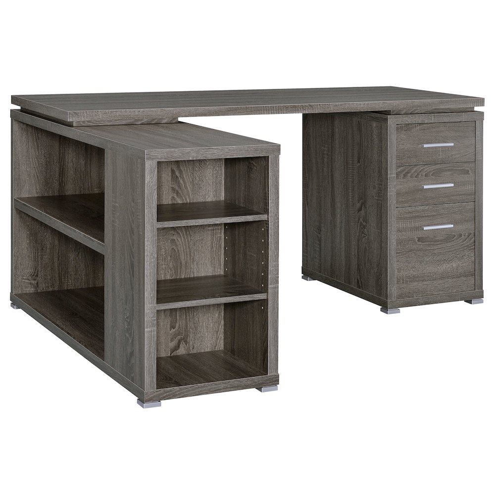 Yvette 60-inch 3-drawer L-Shape Computer Desk Weathered Grey. Picture 4