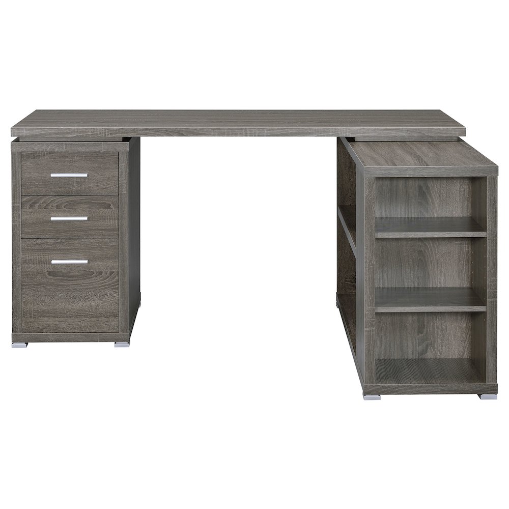 Yvette 60-inch 3-drawer L-Shape Computer Desk Weathered Grey. Picture 5