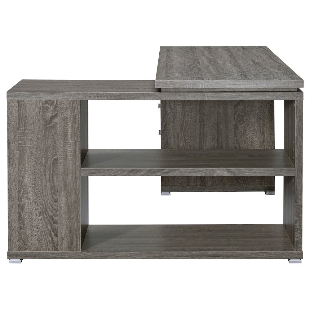 Yvette 60-inch 3-drawer L-Shape Computer Desk Weathered Grey. Picture 6
