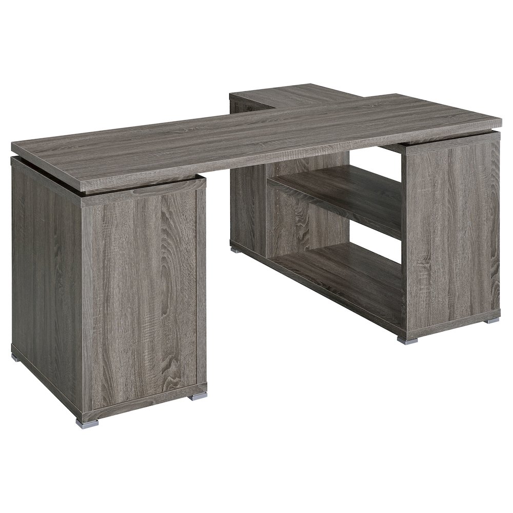 Yvette 60-inch 3-drawer L-Shape Computer Desk Weathered Grey. Picture 7
