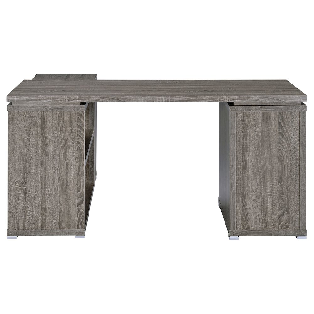 Yvette 60-inch 3-drawer L-Shape Computer Desk Weathered Grey. Picture 8