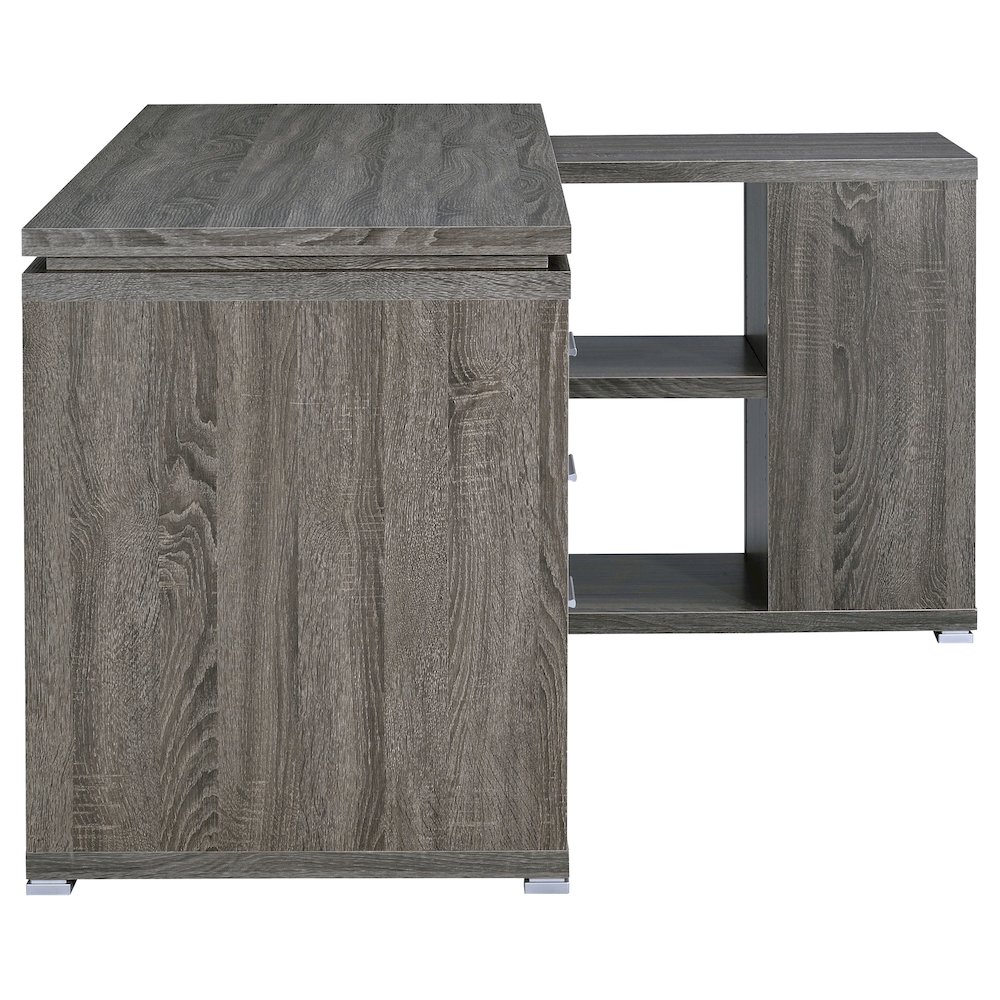 Yvette 60-inch 3-drawer L-Shape Computer Desk Weathered Grey. Picture 9