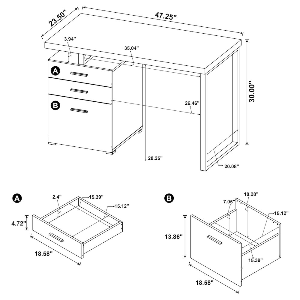 Brennan 47-inch 3-drawer Office Computer Desk Cappuccino. Picture 12