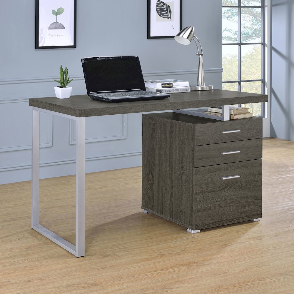 Brennan 47-inch 3-drawer Office Computer Desk Weathered Grey. Picture 11