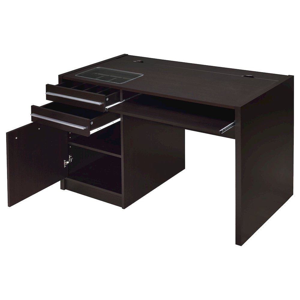 Halston 47-inch 2-drawer Office Desk with Cabinet Cappuccino. Picture 3