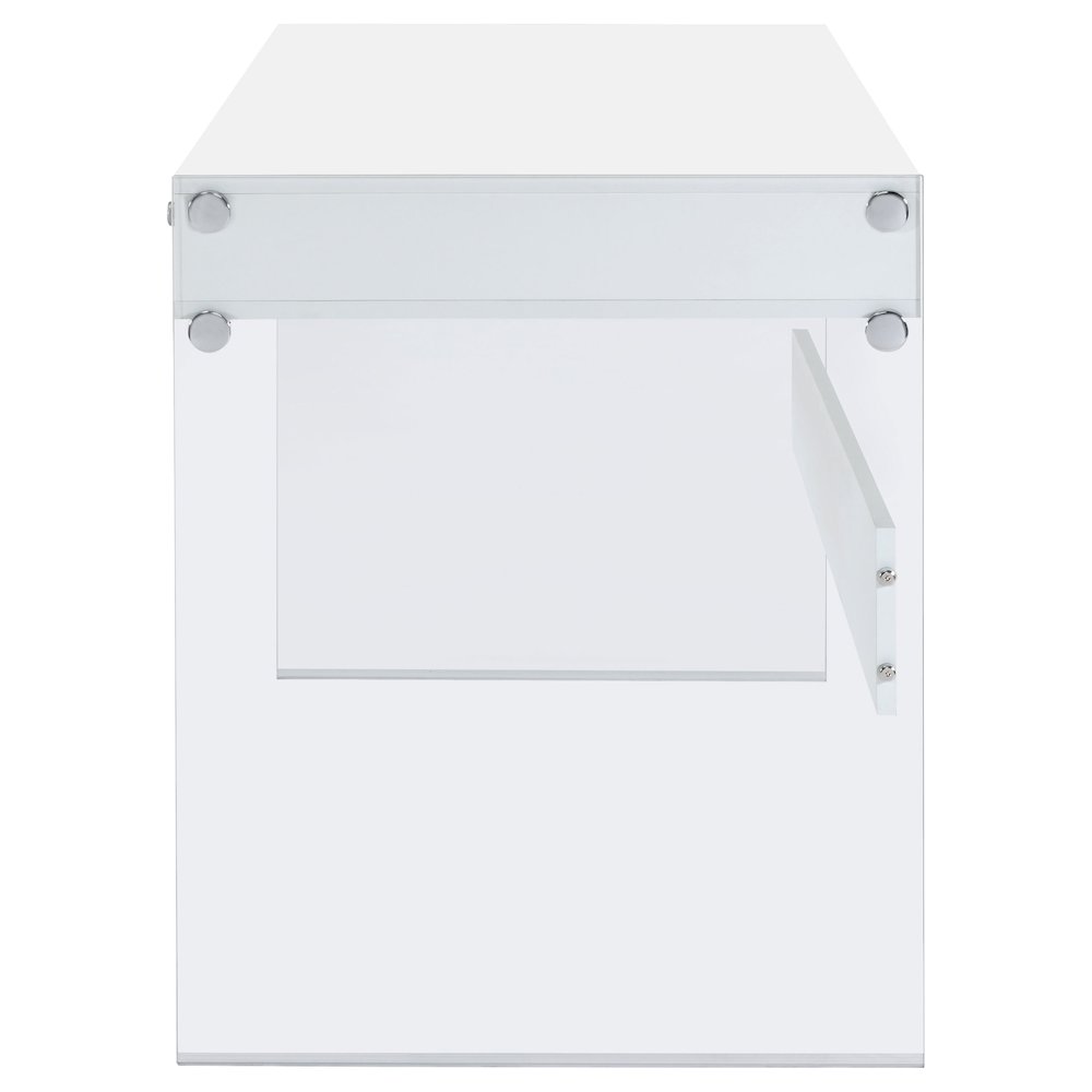 Dobrev 48-inch 2-drawer Writing Desk White High Gloss. Picture 6