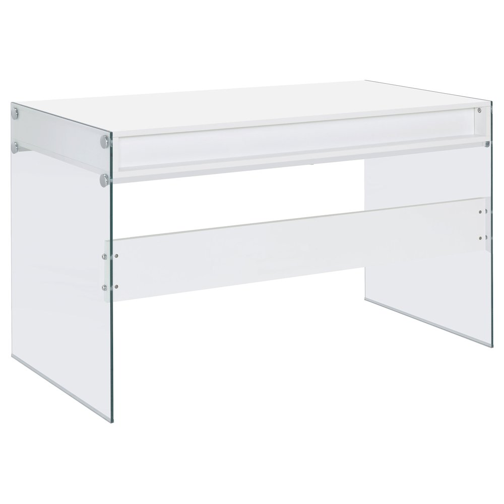 Dobrev 48-inch 2-drawer Writing Desk White High Gloss. Picture 7